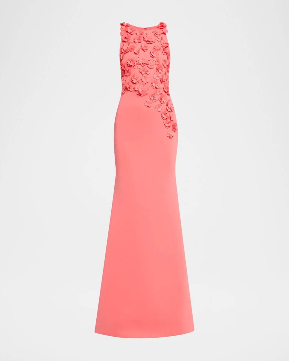 3D Floral Scuba Gown